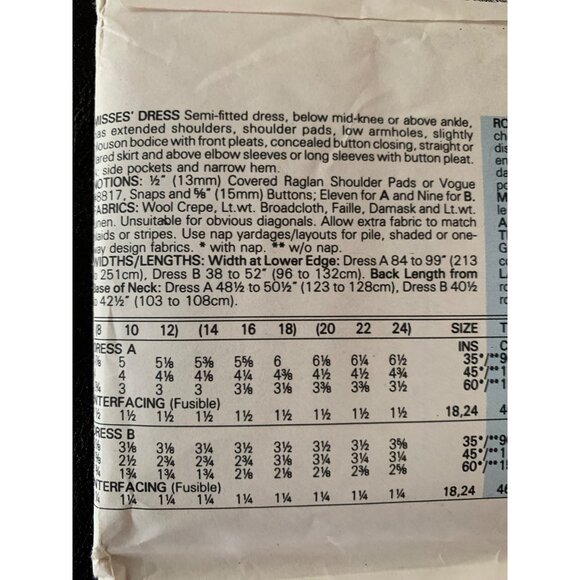 Vogue Misses Dress Sewing Pattern 9830 Size 8 10 12 - Uncut - Picture 6 of 11